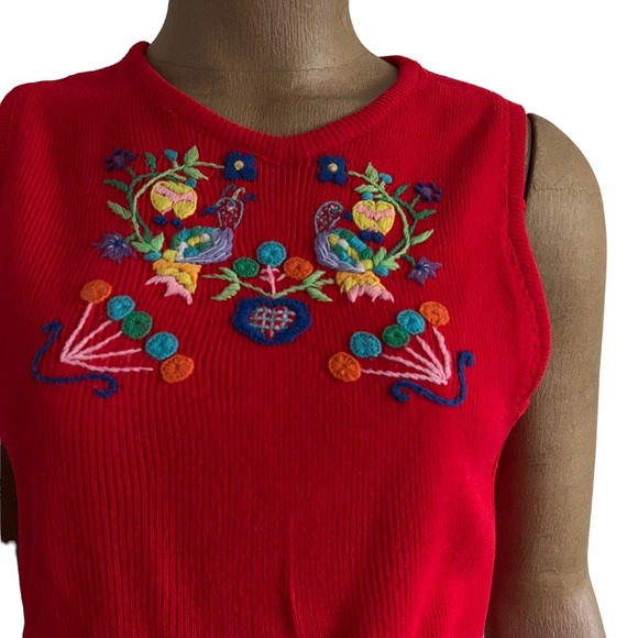 Vintage Bohemian Cropped Sweater Vest with Embroidery - Picture 6 of 13
